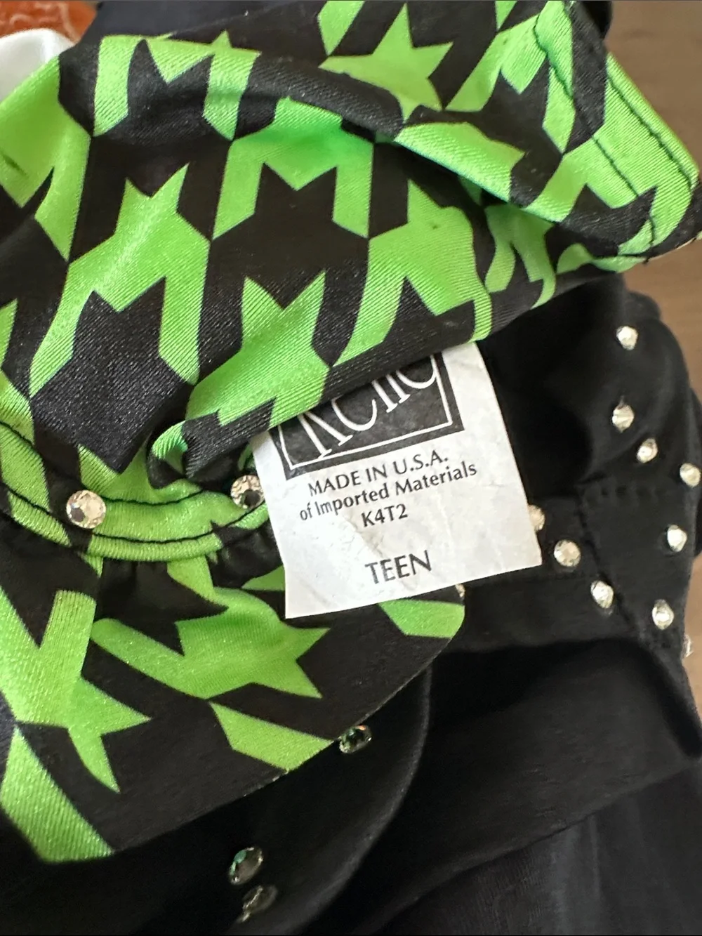 Kelke' girls teen  Green and Black Houndstooth Dance  / Halloween Costume.